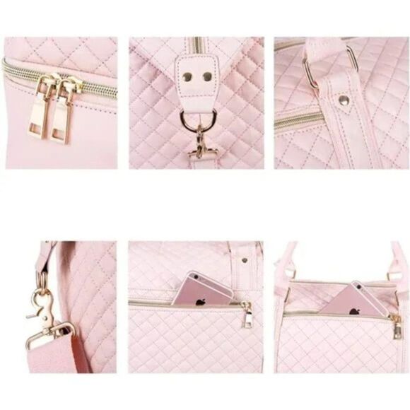 New Large Overnight Travel Duffle Tote Bags, Pink - Picture 4 of 8